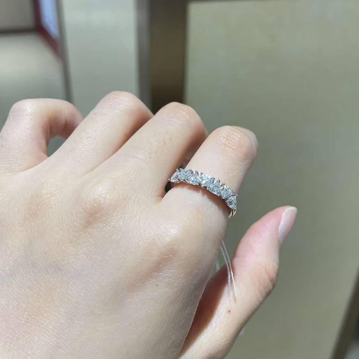 Heart shaped S925 silver plated white gold women's ring custom selection, accessory stone Moissanite diamond 1.4ct